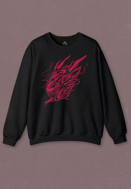 Unisex Sweatshirt Dragon Japanese Ejder Japon Baskılı Sweat