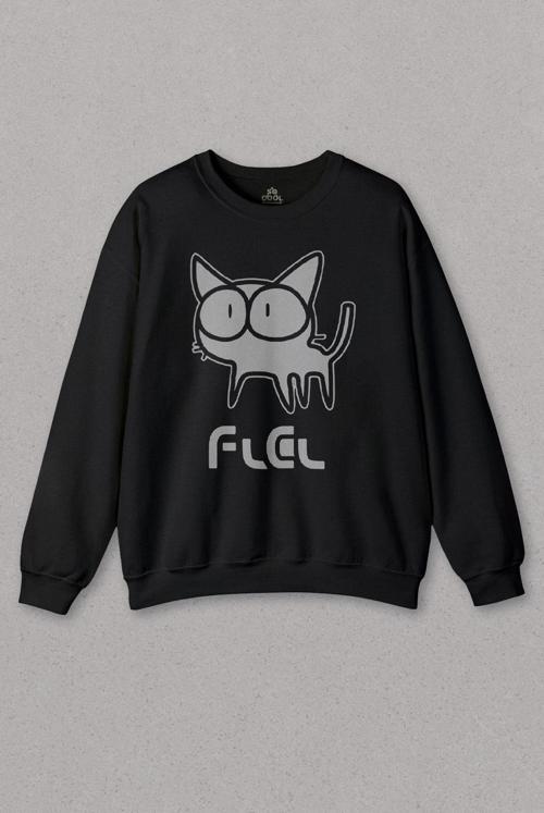 Siyah Sweatshirt Çizgi Film Fooly Cooly Flcl Anime Cartoon Kedi Baskılı Unisex Sweat PSW01S-1412