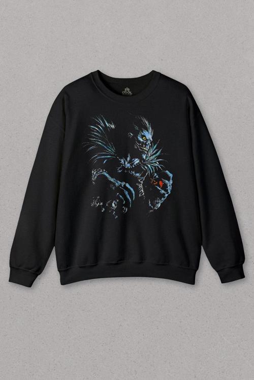 Unisex Sweatshirt Death Note Nighmare Canavar Silüeti Dizi Anime Baskılı Sweat