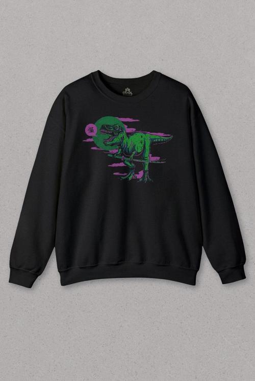 Unisex Sweatshirt Dinazor Dinosaurs T-Rex Streetwear Sokak Urban Baskılı Sweat