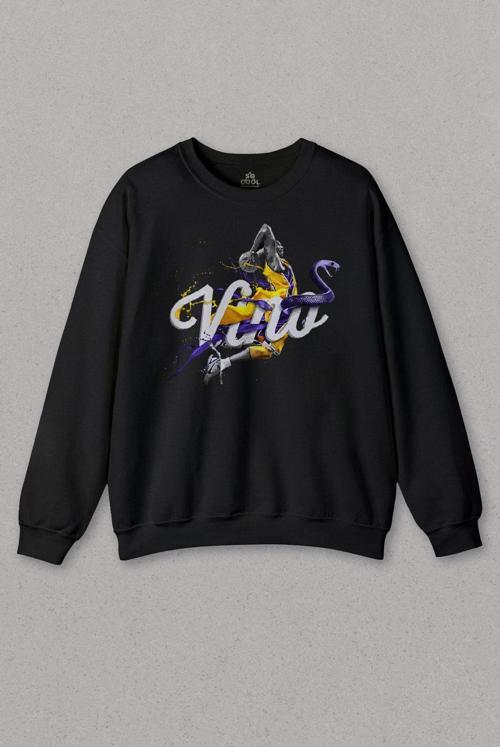 Siyah Sweatshirt Kobe Bryant Black Mamba Logo  Basketball Baskılı Unisex Sweat PSW01S-1431