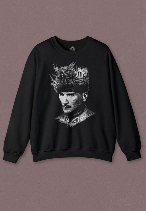 Unisex Sweatshirt Atatürk Çanakkale Silüet Tipografi Mustafa Kemal Cumhuriyet Baskılı Sweat