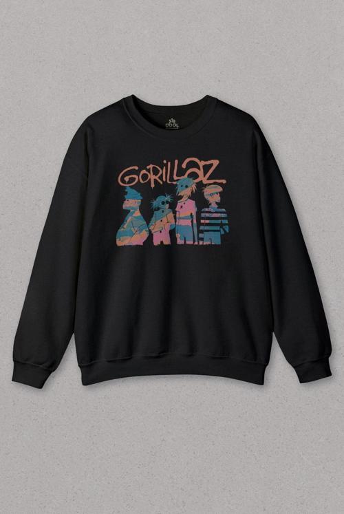 Unisex Sweatshirt Gorillaz 2D Rock Blur Damon Albarn Feel Good Urban Baskılı Sweat