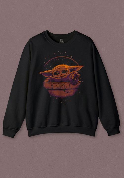 Unisex Sweatshirt Baby On Board Yoda Star Wars Yeşil Bebek Mandalorian 2 Baskılı Sweat