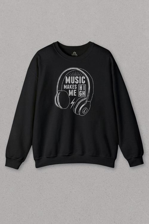 Unisex Sweatshirt Lost Boyz Music Makes Me High Kulaklık Baskılı Sweat