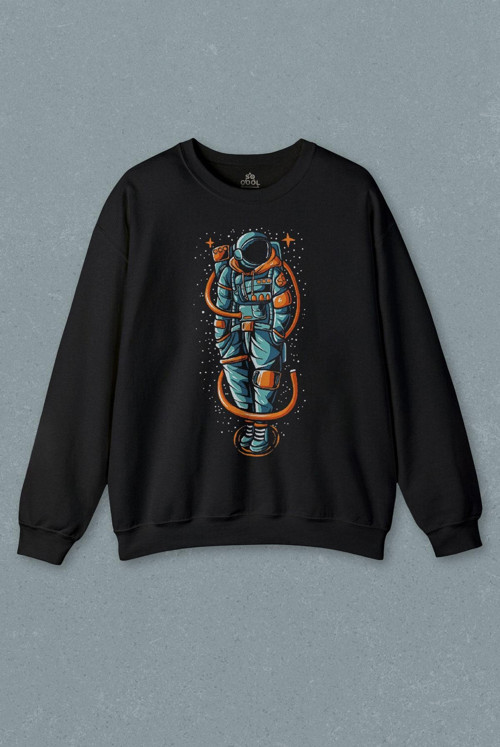 Uzayda Elleri Cebinde AStronot Cosmos Space Nasa Baskılı Sweatshirt