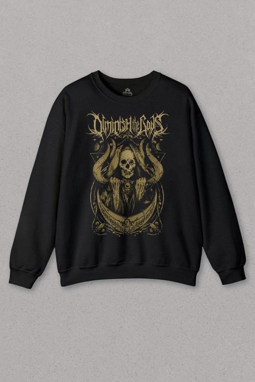 Siyah Sweatshirt Ben Sahar Behemoth Metal Rock Kuru Kafa Skull Baskılı Sweat PSW01S-1492
