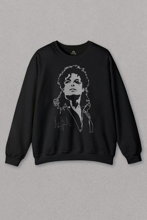 Siyah Sweatshirt Michael Jackson Dance Moon Light Dancing Dans Baskılı Sweat