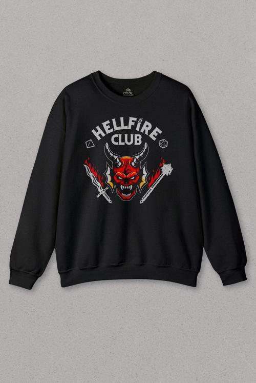 Unisex Sweatshirt Stranger Things Hellfire Club Baskılı Sweat