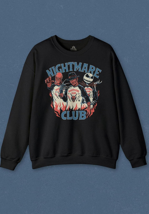 Unisex Sweatshirt Nightmare Club Korku Film Cadılar Bayramı Baskılı Sweat