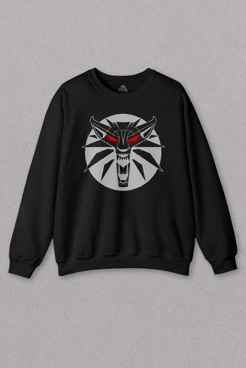 Unisex Siyah Sweatshirt The Witcher Avatar Wild Hunt Online Oyun Wolf Baskılı Sweat PSW01S-1680