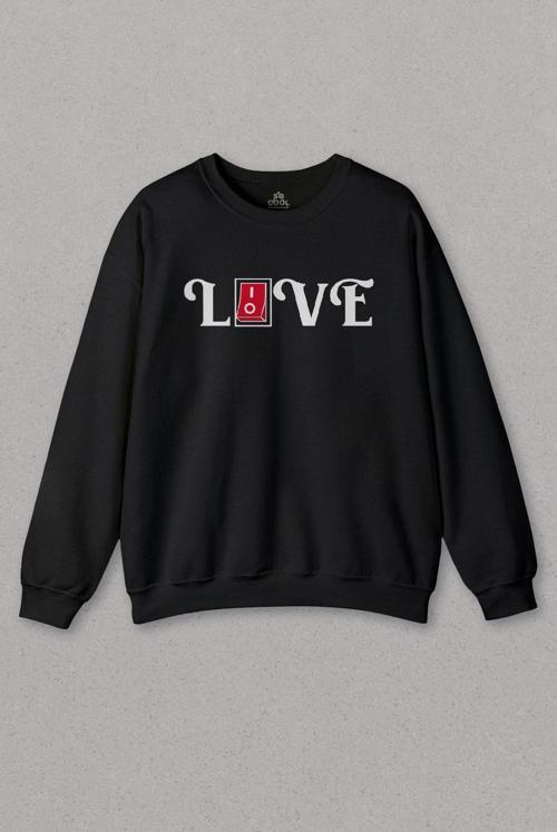 Unisex Sweatshirt Love Live Tipografi Anahatar Baskılı Sweat