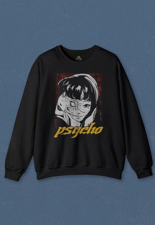 Unisex Sweatshirt Psyco Manga Gothic Dark Baskılı Sweat PSW01S-4139