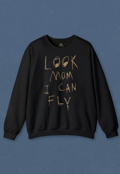 Unisex Sweatshirt Look Mom I Can Fly Baskılı Sweat