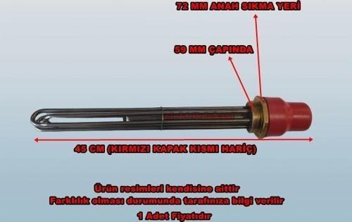 2" inç 45cm 10000w Trifaze Kafalı Depo Rezistansı (3 Fazlı) 220-380v 8.5Q Cr-Ni