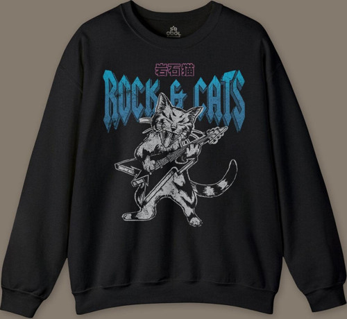 Meowtallica Rock Cat Metallica Gitar Kedi Baskılı Sweatshirt