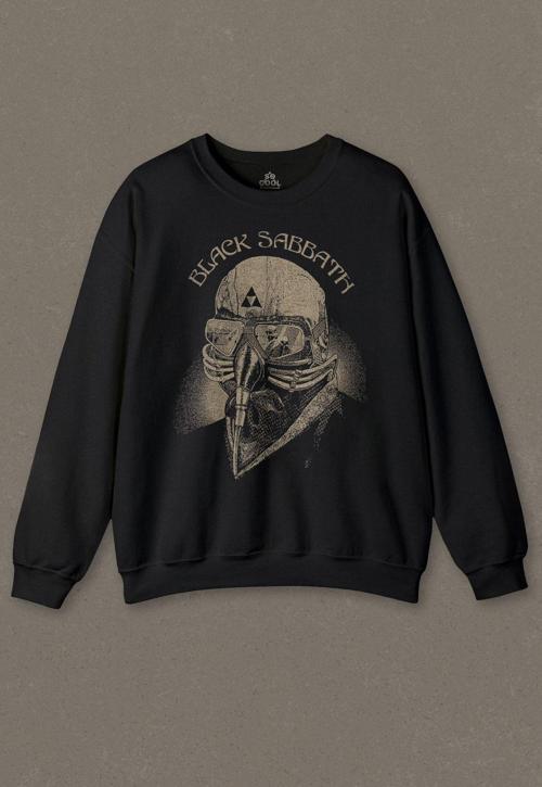 Siyah Unisex Sweatshirt Black Sabbath Rock Heavy Metal Arc Reactor Baskılı Sweat