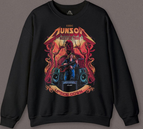 Eddie Munson Hell Fire Club Hellfire Tour Baskılı Sweatshirt
