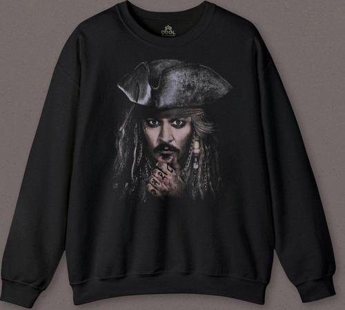 Jhonny Depp Captain Jack Sparrow Karayip Korsanları Pirates Caribbean Baskılı Sweatshirt