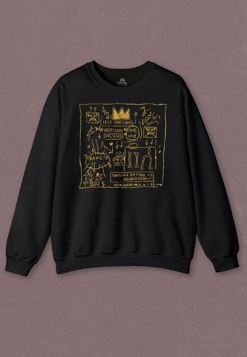 Unisex Sweatshirt Basquiat Taç Kral King Sanat Pop Art Baskılı Sweat
