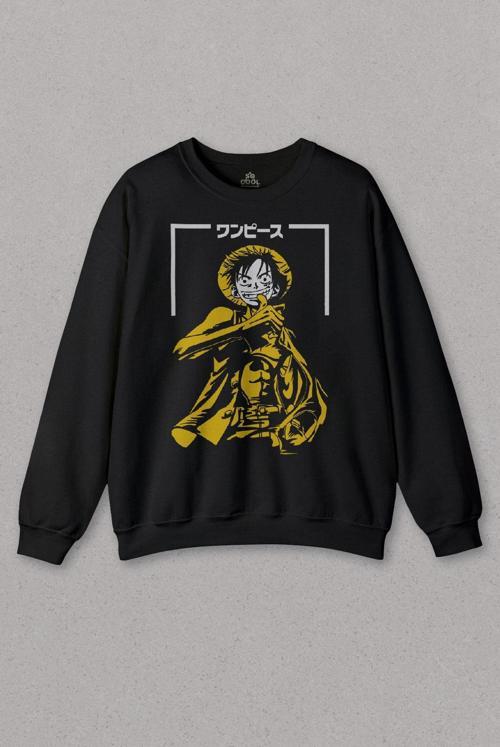 Unisex Sweatshirt One Piece Anime Dizi Japonca Japanese Wear Baskılı Sweat