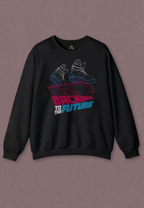 Unisex Sweatshirt Back To The Future Geleceğe Dönüş Uçan Kaykay Baskılı Sweat