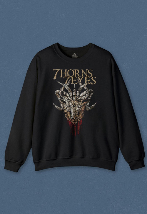 Unisex Sweatshirt 7 Horns 7 Eyes Metal Rock Baskılı Sweat