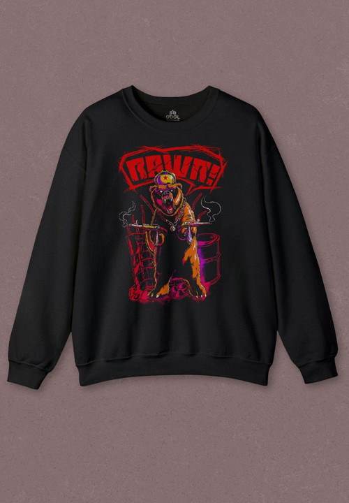 Unisex Sweatshirt Rawr Bear Neo Kızıl Ayı Sosyalist Animal Baskılı Sweat