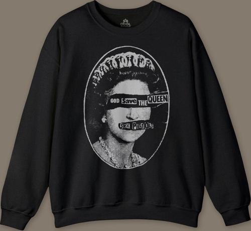 God Save The Queen Sex Pistols Elizabeth Baskılı Sweatshirt