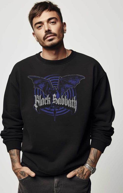 Unisex Sweatshirt Black Sabbath Rock Müzik Ozzy Metal Music Yarasa Baskılı Sweat