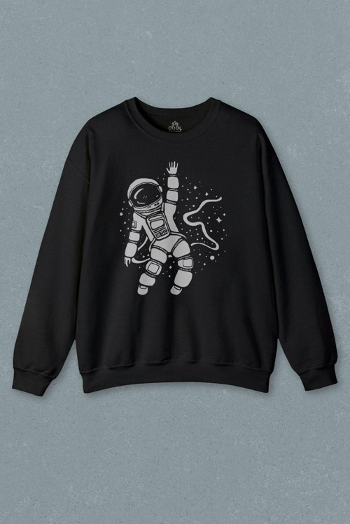 Uzayda El Sallayan Astronot Cosmos Baskılı Sweatshirt