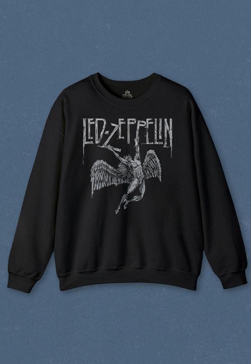 Unisex Sweatshirt Led Zeppelin Falling Angel Rock Music Baskılı Sweat PSW01S-4123