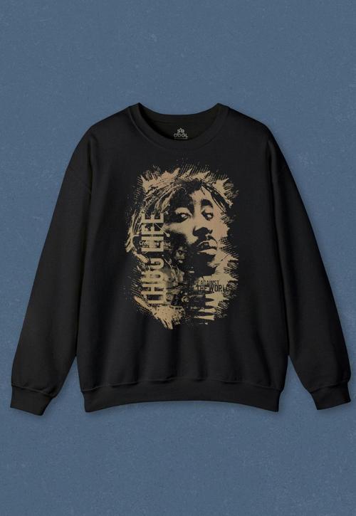 Unisex Sweatshirt Tupac 2Pac Hip Hip Rap Amerika West Coast Baskılı Sweat