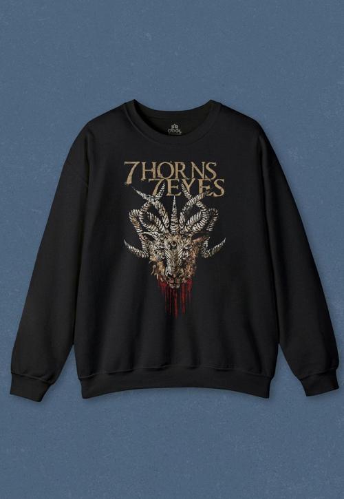 Unisex Sweatshirt 7 Horns 7 Eyes Metal Rock Baskılı Sweat