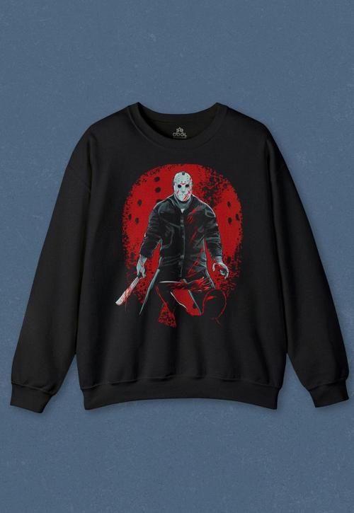 Unisex Sweatshirt Jason 13. Cuma Korku Film Friday Cadılar Bayramı Baskılı Sweat