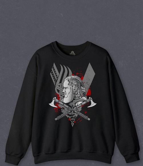 Unisex Sweatshirt Vikings Ragnar Lothbrok Vikingler Savaşçı Baskılı Sweat