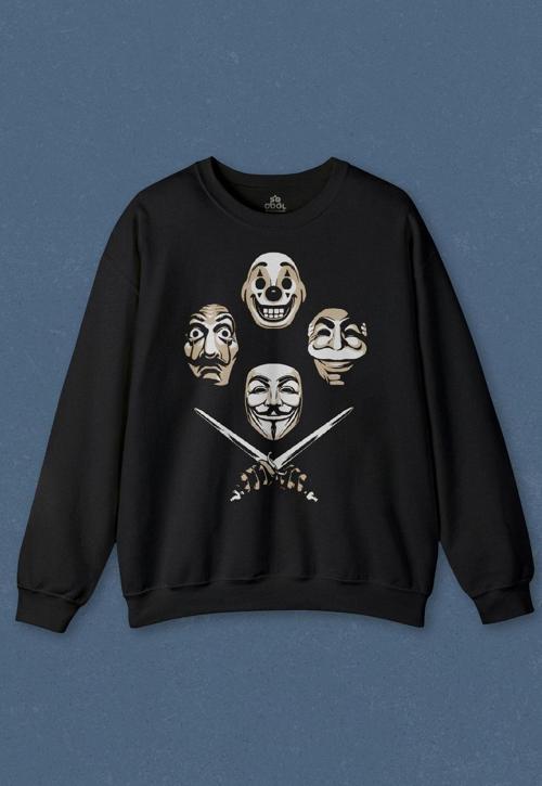 Unisex Sweatshirt La Casa V For Mr Robot Queen Bohemian Anarchy Baskılı Sweat