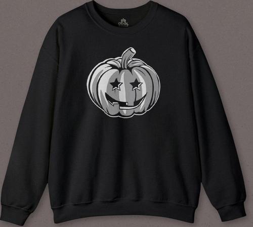 Cadılar Bayramı Halloween Bal Kabağı Surat Beyaz Baskılı Sweatshirt