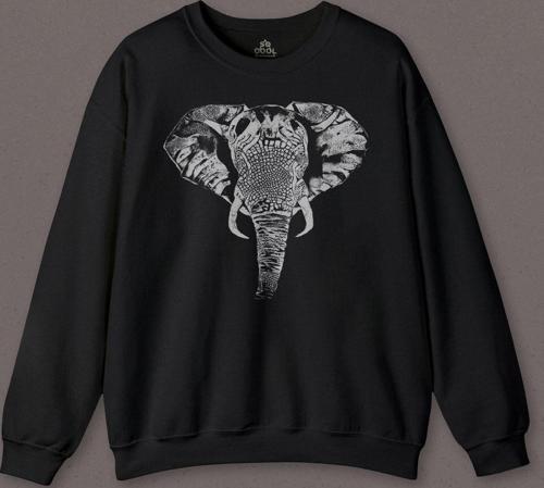 Fil Silüeti Elephant Animal Belgesel Doğa Çizim Baskılı Sweatshirt