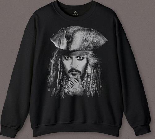 Jhonny Depp Captain Jack Sparrow Karayip Korsanları Pirates Caribbean Baskılı Sweatshirt PSW01S-4230