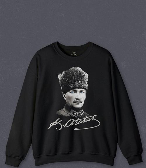 Unisex Sweatshirt Atatürk Gazi Mustafa Kemal Kalpaklı Baskılı Sweat