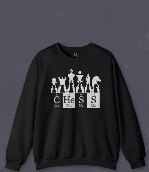 Unisex Sweatshirt Chess Periodic Satranç Periyodik Fischer Baskılı Sweat