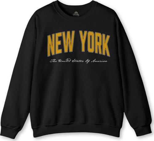 Siyah Sweat New York Yazı Baskılı Swet Kışlık Erkek Sweatshirt 