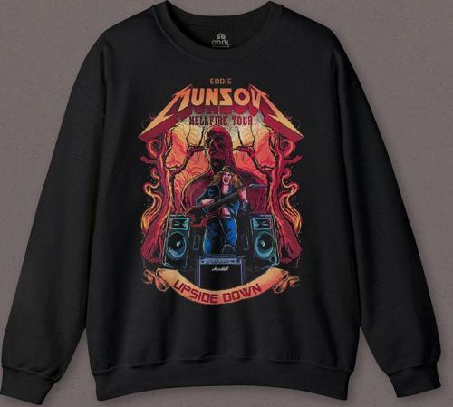 Eddie Munson Hell Fire Club Hellfire Tour Baskılı Sweatshirt