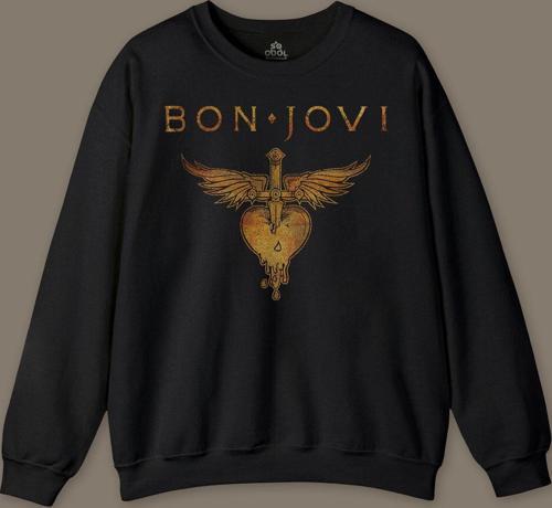 Jon Bon Jovi Music Gitar Rock Müzik Kısa Kollu Baskılı Sweatshirt