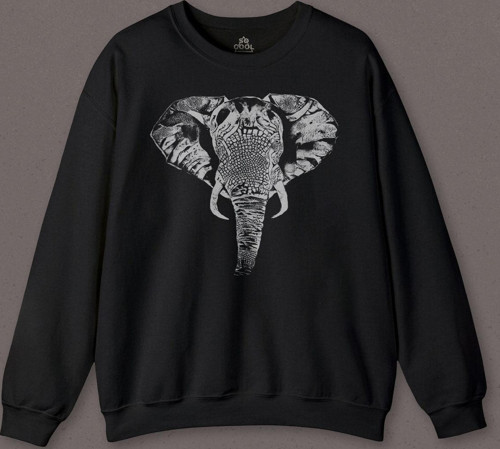 Fil Silüeti Elephant Animal Belgesel Doğa Çizim Baskılı Sweatshirt