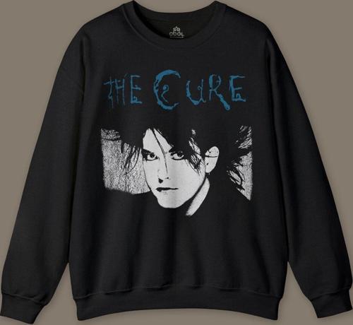 The Cure Robert Smith Vintage Kısa Kollu Baskılı Siyah Baskılı Sweatshirt