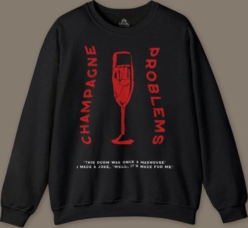 Champagne Problems Taylor Swift Evermore Baskılı Siyah Baskılı Sweatshirt