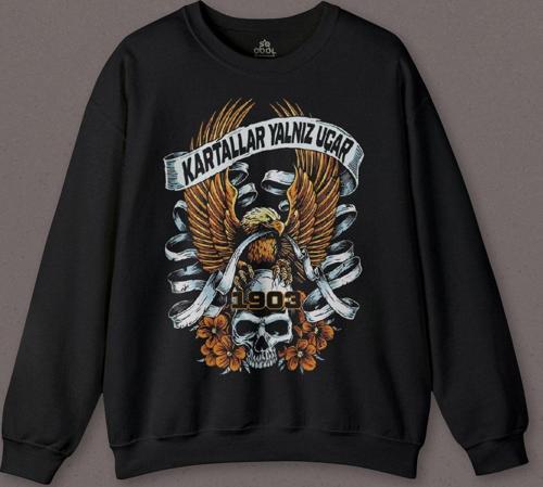 Kartal Kartallar Yalnız Uçar Baskılı Baskılı Sweatshirt