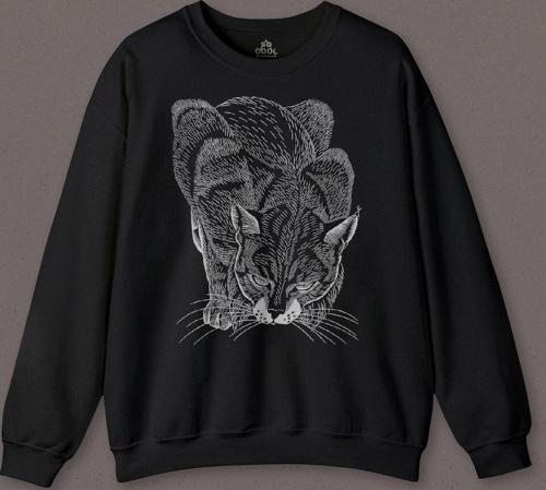 Kara Kedi Silüet Çizim Black Cat Bıyıklı Baskılı Sweatshirt